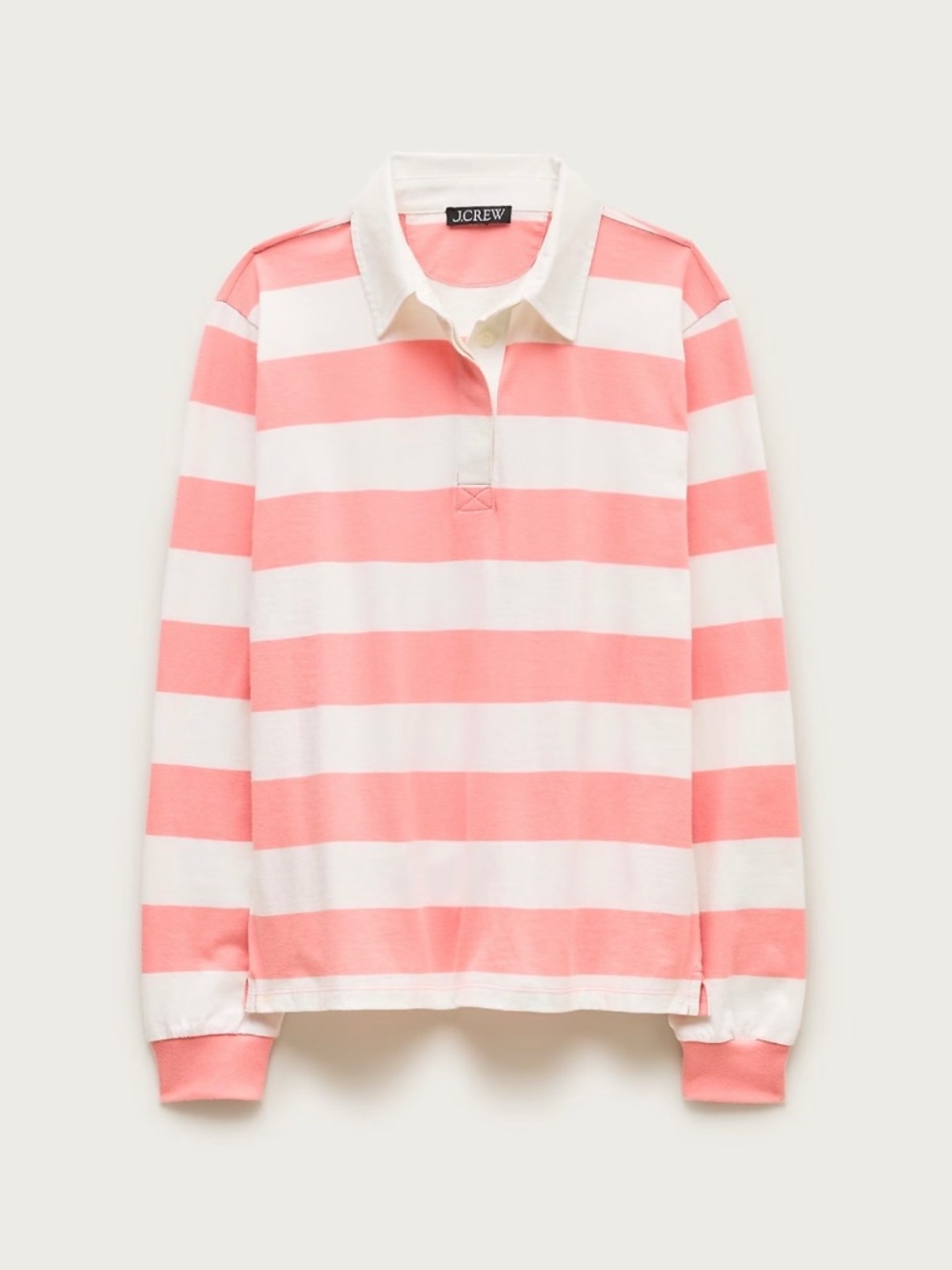 J.Crew Boyfriend Jersey Rugby Shirt in Stripe  Ivory Coral Stripe Size S